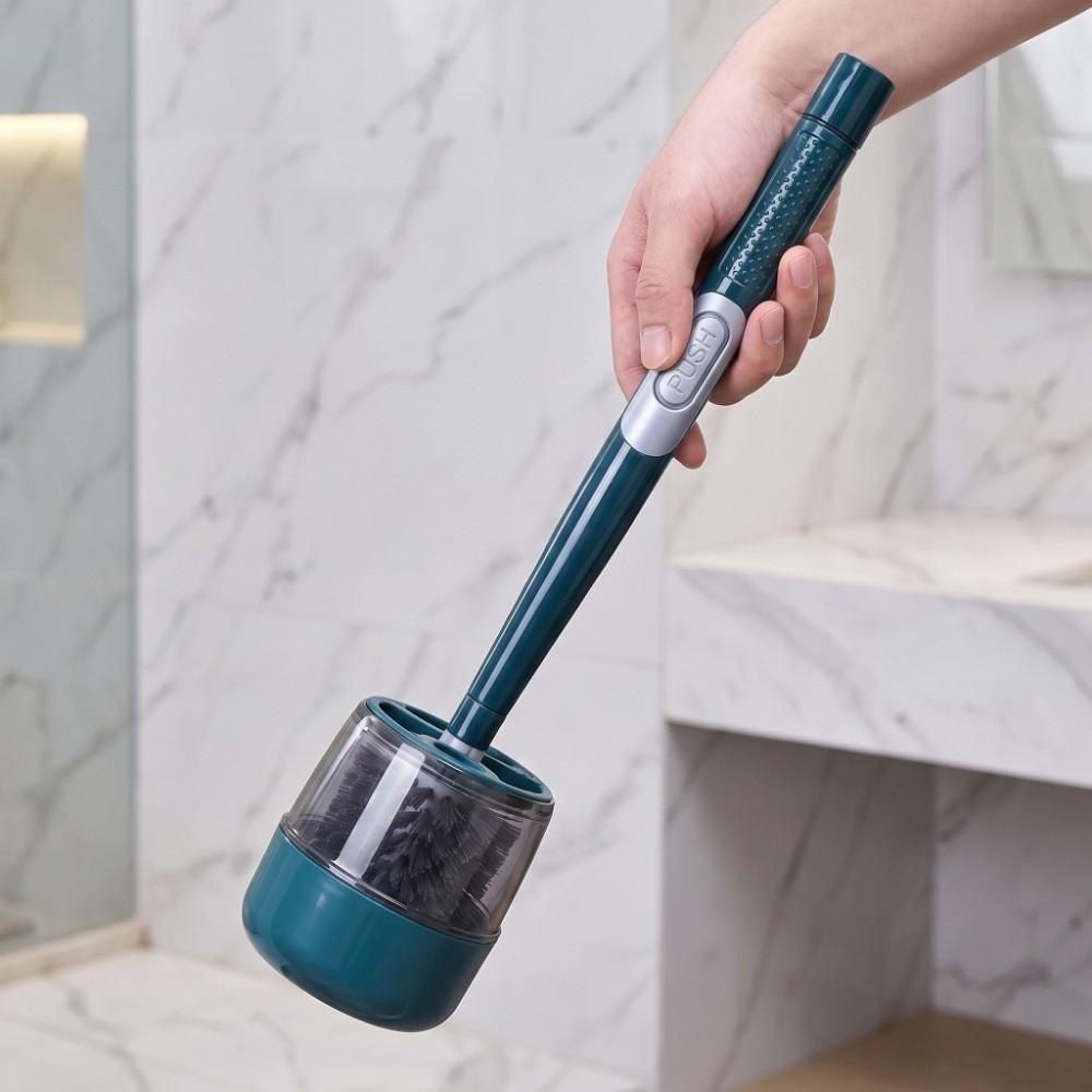 42*10cm Wall-mounted Liquid Adding Silicone Toilet Brush Household Toilet Daily Stain Cleaning