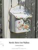 European Style Embossed Floral & Bird Wall-mounted Mailbox - Outdoor Garden Decoration & Indoor Storage