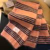 Korean High End Striped Wool Scarf for Women in Winter New Warm and Cold Proof Neck Shawl Knitted Scarf