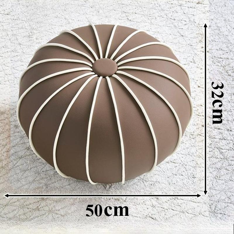 Leather Sofa Footrest Round Mobile Foot Stools Miniature Modern Shoe Changing Stool for Living Rooms Aesthetic Room Furniture