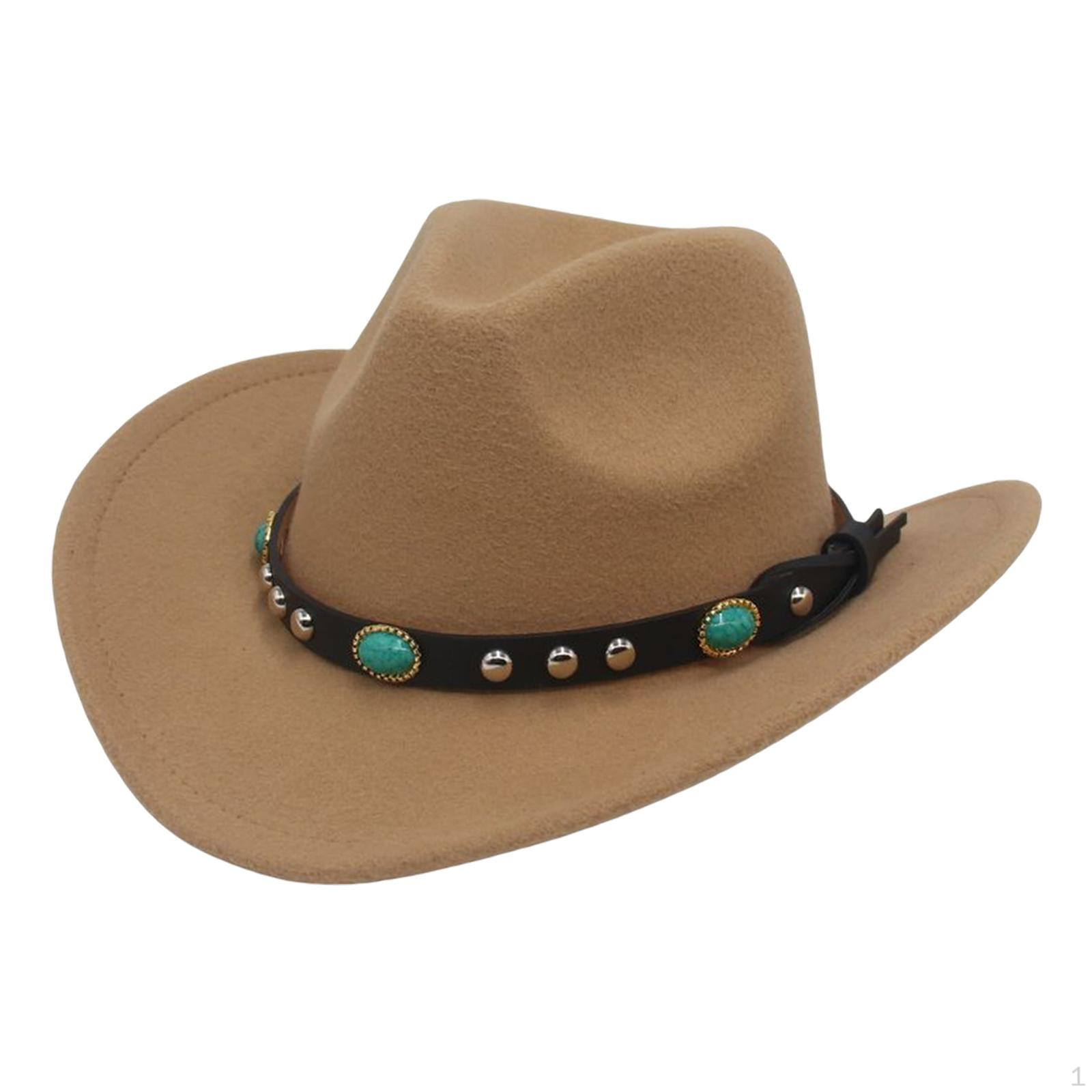 Мужская Женская Западная Ковбойская Шляпа Широкополая Солнцезащитный Козырек Повседневная Джазовая Замшевая Панама Ковбойская Кепка для 56cm Cowboy Hat Brown