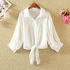 Summer Chiffon Thin Jacket Loose Short Three-quarter Sleeve Shawl Cardigan Sunscreen Shirt Top