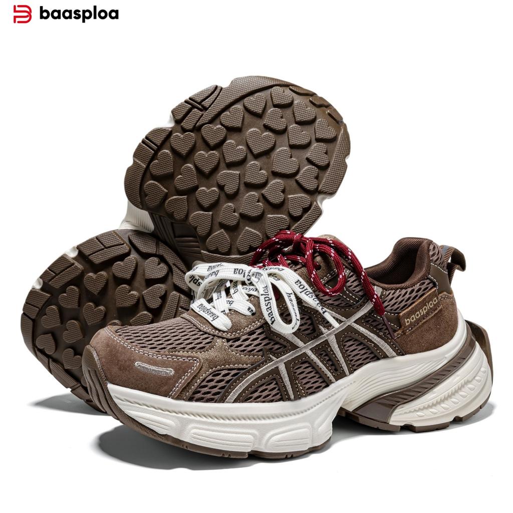 BAASPLOA Damen-Sportschuhe mit dicker Sohle, Laufschuhe aus Mesh, Freizeitschuhe, Wanderschuhe, Studentenschuhe, flache Schuhe, Tennisschuhe, atmungsaktiv