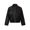 Men's High-End Retro Red-Lined PU Leather Jacket with Straight Shoulders and Top Lapel