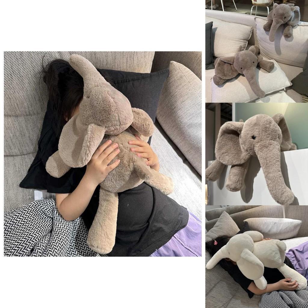 Ins Soft And Realistic Grey And White Elephant Plush Toy For Babies And Kids