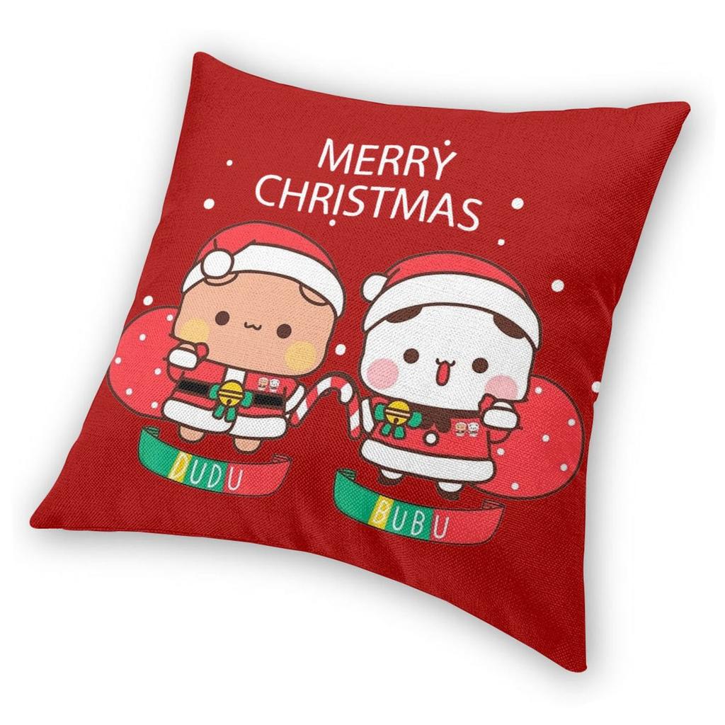Bubu Dudu Xmas Merry Christmas Pillowcase Soft Fabric Cushion Cover Decorative Pillow Case Cover Home Square 45X45cm