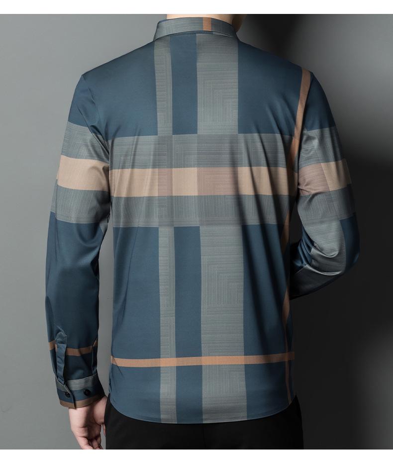 Men's Spring Plaid Long-Sleeve Business Casual Shirt
