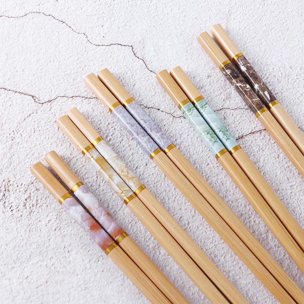 5Pairs Bamboo Sushi Anti-skid Rice Tableware Dinnerware Set Chopsticks Kitchen Supplies