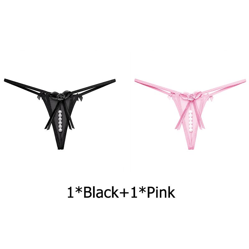 Sexy Bow Beading Lingerie Female Underwear Women's Panties Solid Low Waist G-string Thongs Ladies