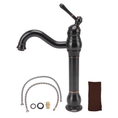 Faucet Retro European Style Brass Easy Control Single Handle Water Tap with Hot Cold Water Hose