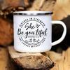 I Am/you Are Strong Beautiful Christian Enamel Mugs Outdoor Travel Coffee Cup Drink Dessert Milk Vintage Handle Drinkware Gifts
