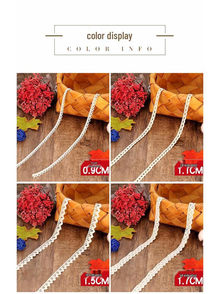 Huan Chuang Cotton Lace Ribbon for DIY Crafts and Clothing Fabric Decorations