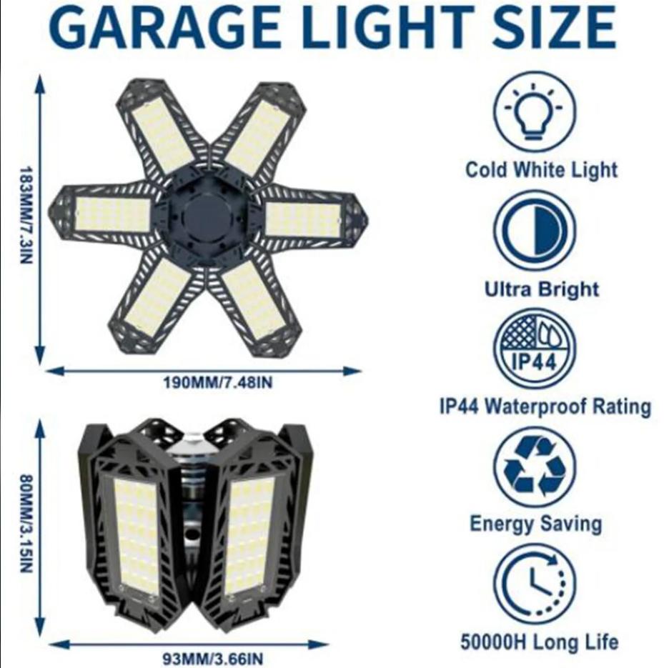 3/6/7 Adjustable Panel  Deformable LED Garage Light  LED Bulb Night Lamp for Workshop Warehouse Shop E26/E27 Ceiling Lighting
