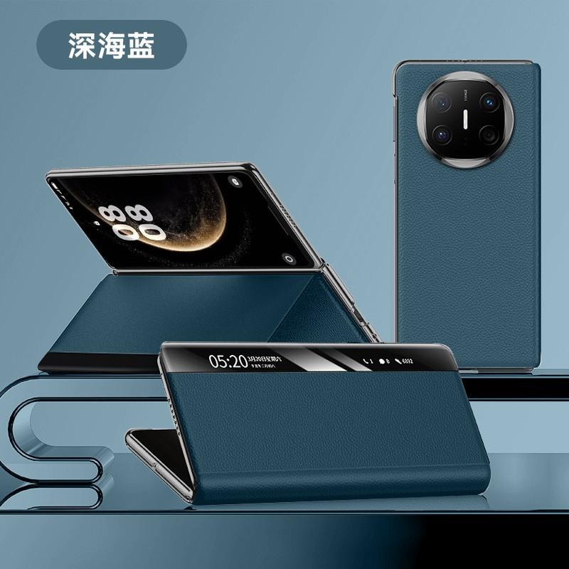 Ultra-Thin Genuine Leather Phone Case Mate X5 X6 Premium Edition Full-Cover Lens Protection Magnetic Snap-On Anti-Slip