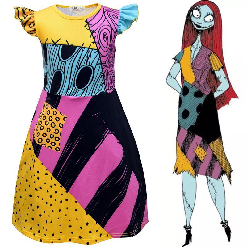 Enchanting Nightmare Before Christmas Sally Dress Costume For Girls Soft And Durable