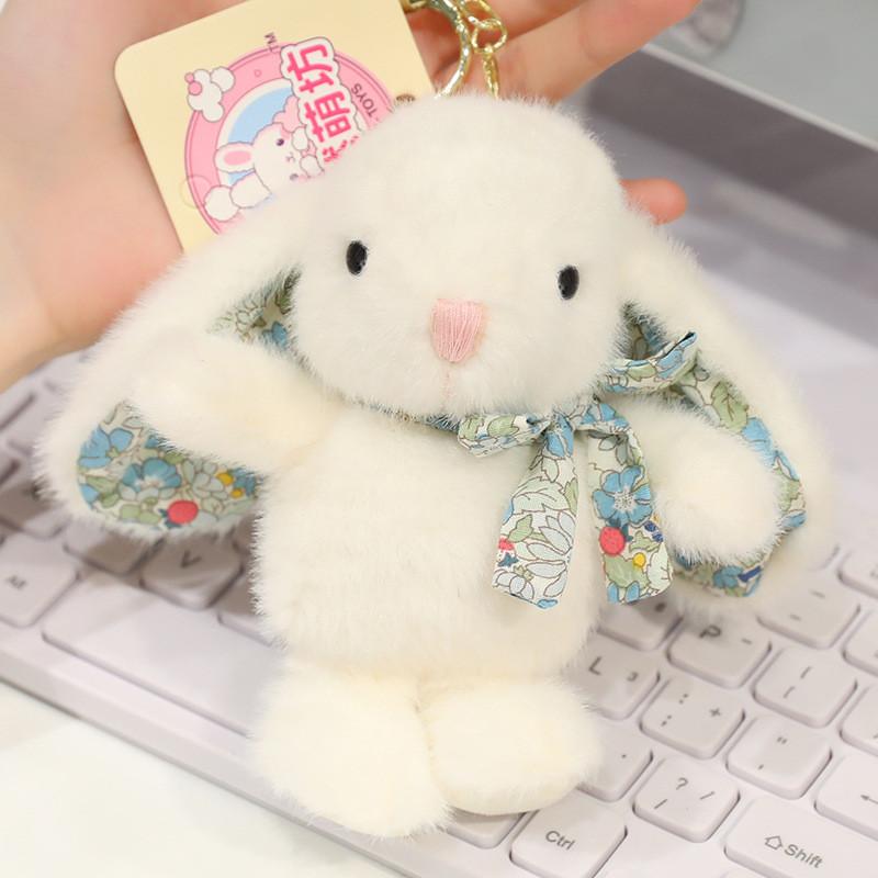 Elephant Penguin Cartoon Floral Bunny Plush Toy Keychain Bag Pendant Decor