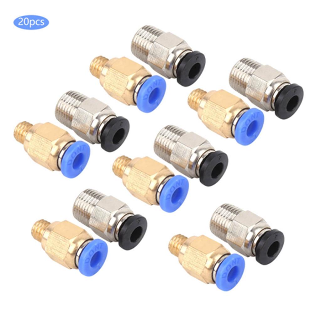 20Pcs Straight Pneumatic Fitting Push Connect for Bowden Ex 3D Printers PC4‑M10 PC4‑M6