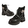 Star chain metal flower autumn new large size temperament thick sole thick heel fashion Martin boots