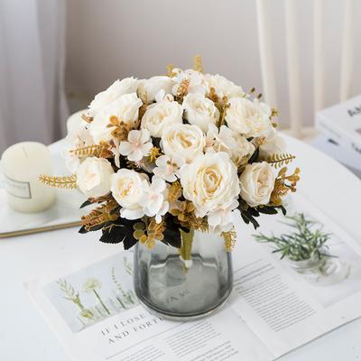 Artificial Flowers Silk Roses Bride Bouquet Home Decor Autumn Halloween Wedding Accessories Garden Fake Peony Hydrangea Plants
