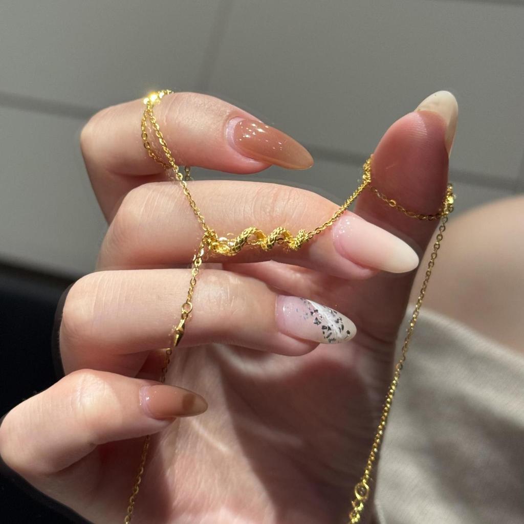 Golden spirit snake winding necklace women's light luxury niche high-end pendant collarbone chain book gift for friends