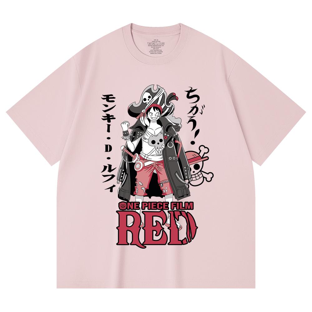 230 Gsm 100% Cotton One Piece V79 Luffy Film Red Print Unisex Heavy Cotton T Shirt