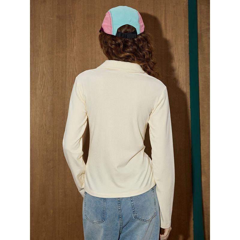 Coolhut American-Style Niche Drawstring Slit Waist-Cinching Lapel Pleated Long-Sleeve Top 25 Autumn Women's Base Shirt