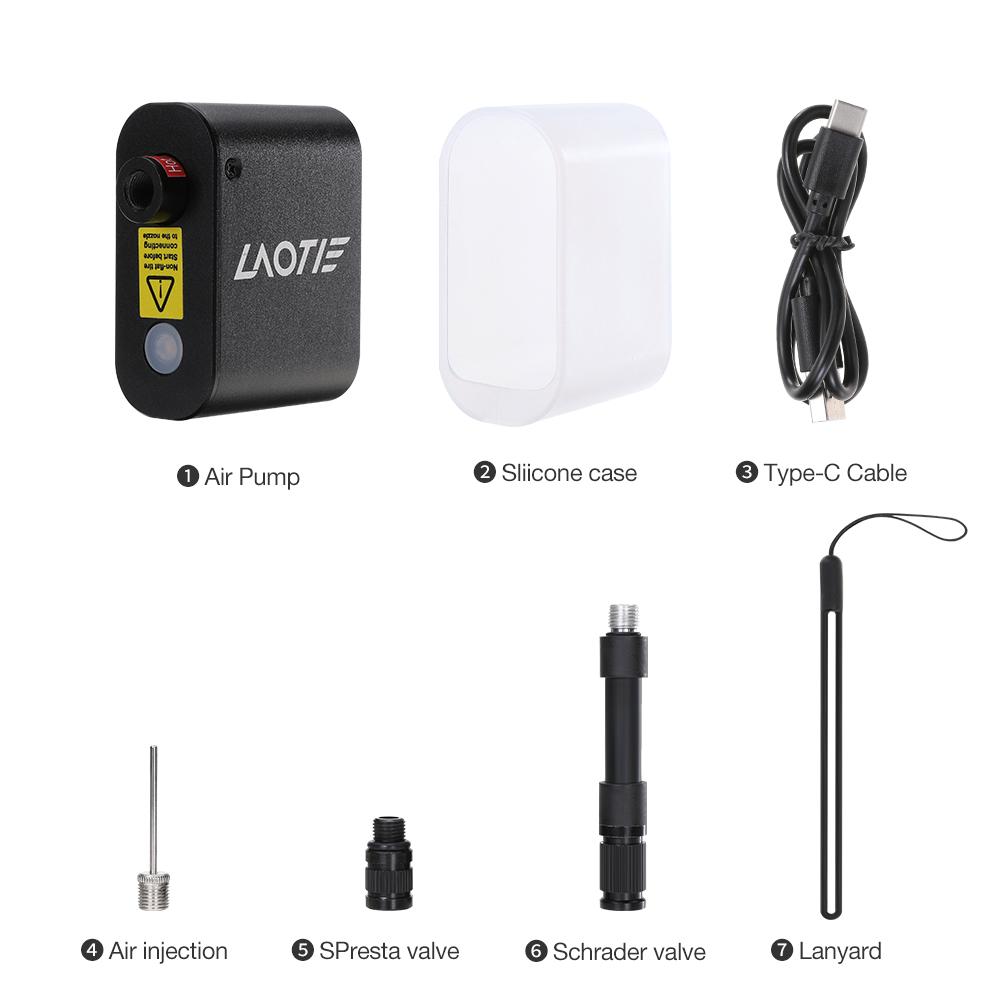 

LAOTIE Z1 Mini Electric Bike-specific Air Pump 100PSI 300mAh Type-C Fast Rechargeable Portable Pocket Inflator чёрный
