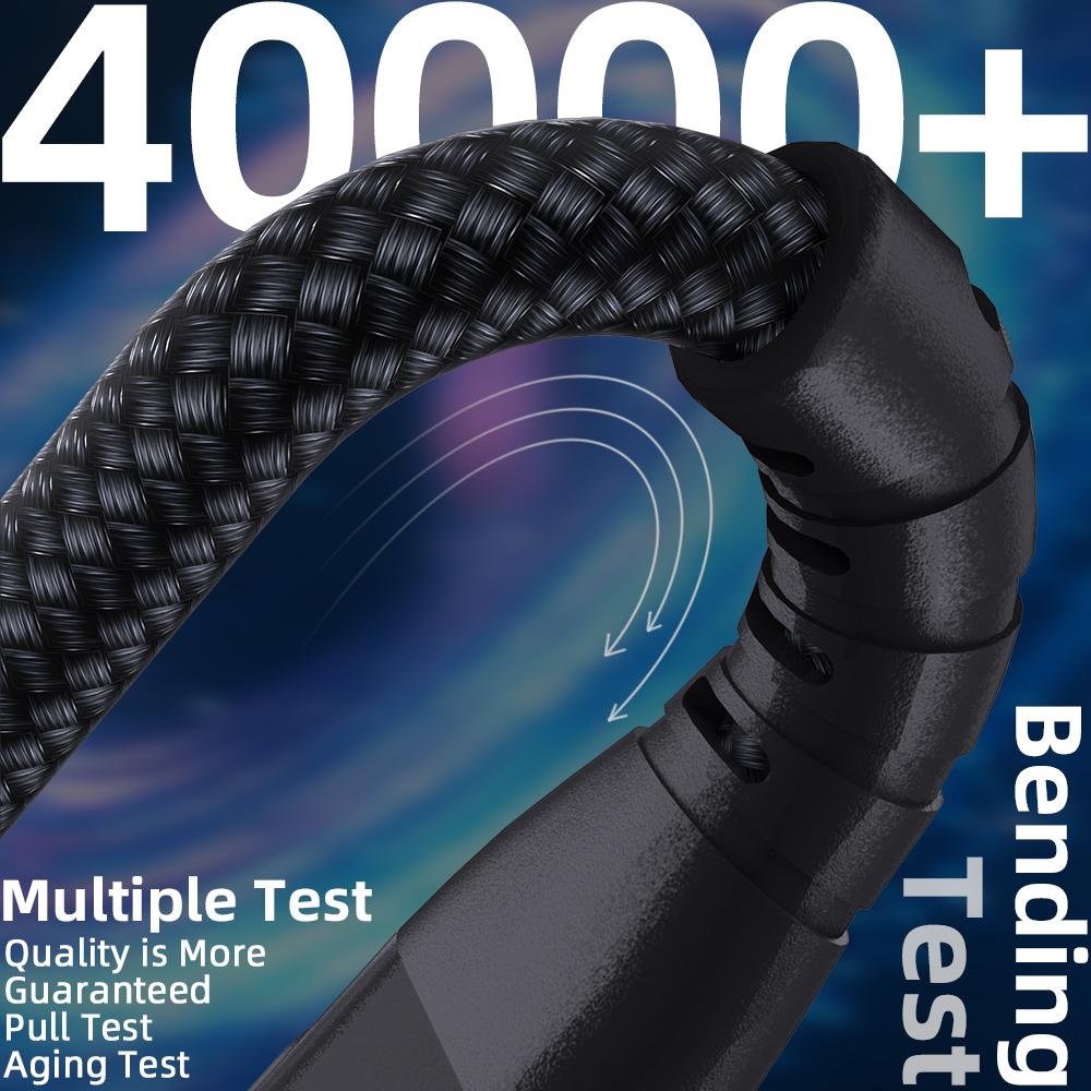 1m USB-C to USB-C Cable Digital Display 3A/20V 60W Fast Charging Braided Data Cord for Smartphones Tablets