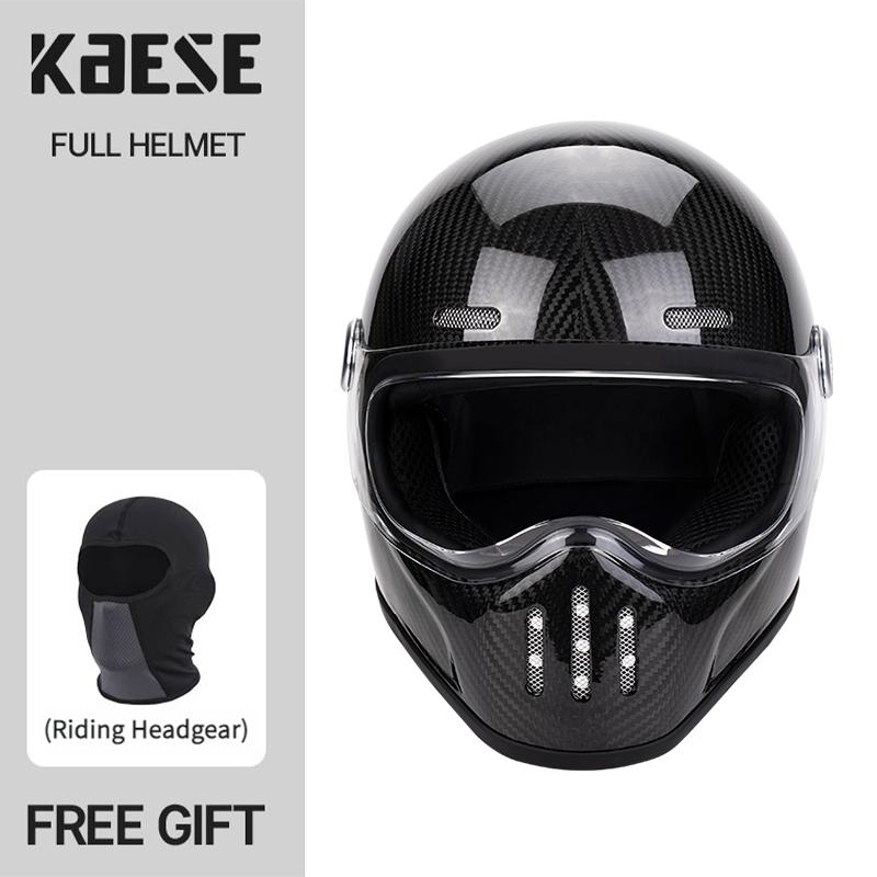 New Fashion Retro Motorcycle Helmets Fiberglass Shell Vintage Cafe Racer Fiber Glass Full Helmet for Motocross Scooter