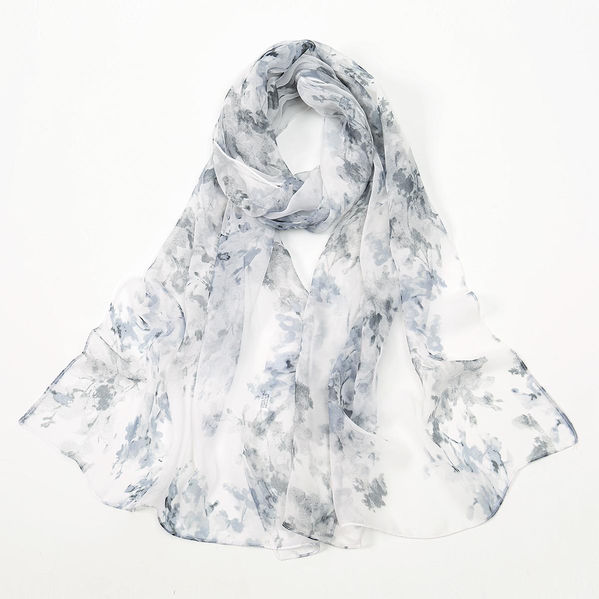

Georgette Floral Printed Shawl Chiffon Silk Scarf Lightweight Neck Scarf Summer Neck Sun Protection Silk Scarf Shawl 160*50cm