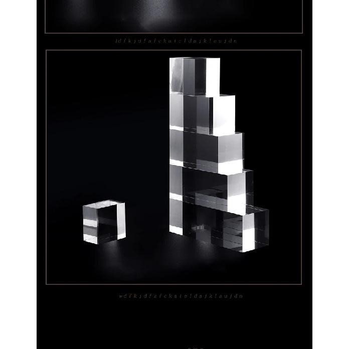 1PC Acrylic Square Display Block Clear Polished Acrylic Cube Solid Display Riser Stand for Jewelry Perfume Collection Figures
