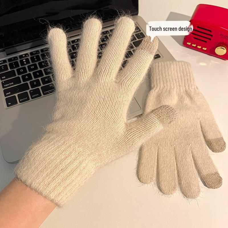 Korean Winter Touchscreen Knitted Gloves - Stylish Windproof Warmth for Women and Students