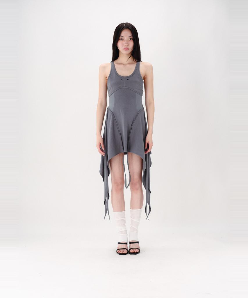 Nogtabeu Layered Sleeveless Mini Dress Grey