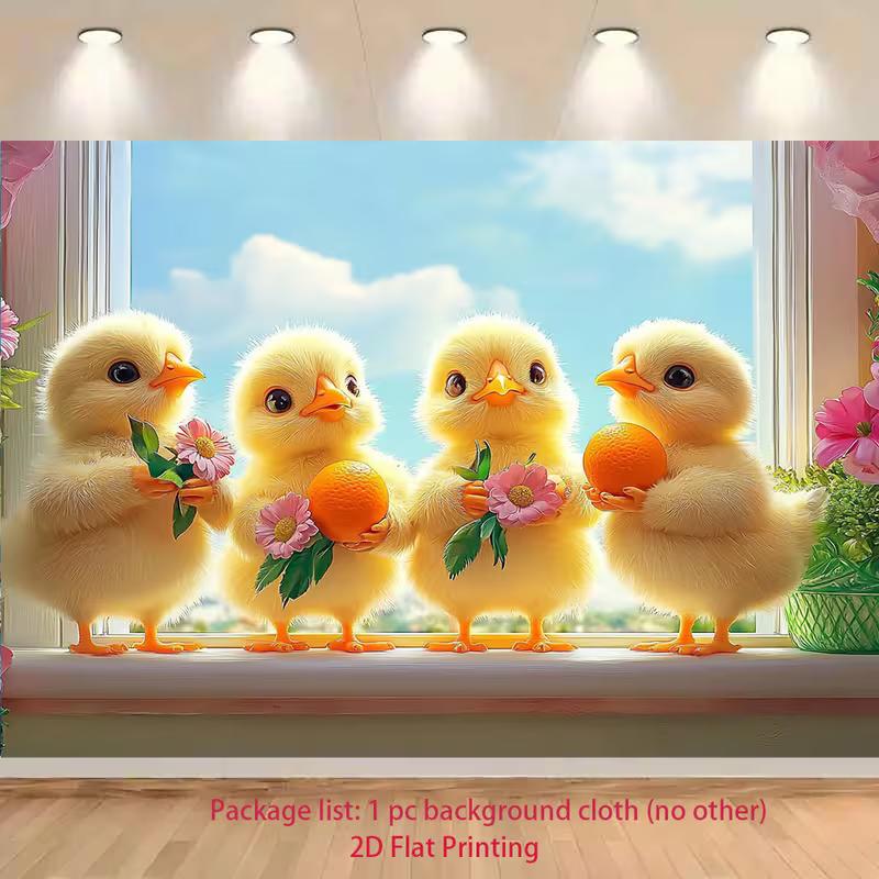 

2D Adorable Spring Chicks Photo Backdrop for Easter & Baby Showers 47.2x31.5inch/120*80cm