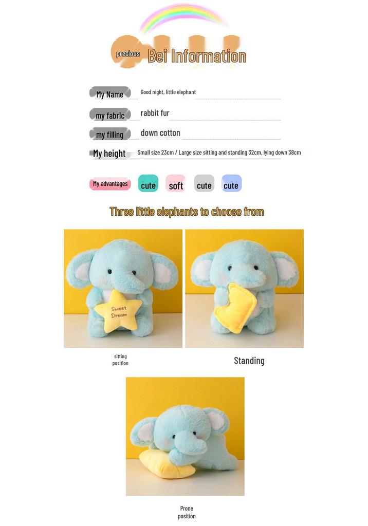 Adorable Jiji Elephant Plush Pillow Doll - Perfect Children's Birthday Gift