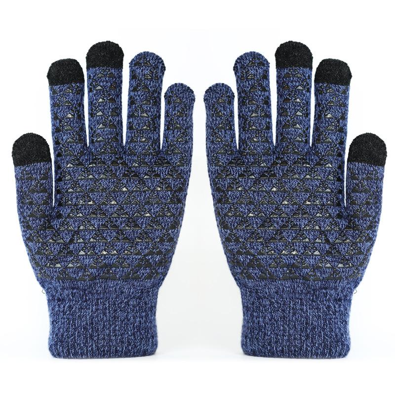 Winter Touchscreen Gloves Men Large Size Thermal Anti-Slip Cold Weather Riding Knitted Double Layer Thick Fleece Lined
