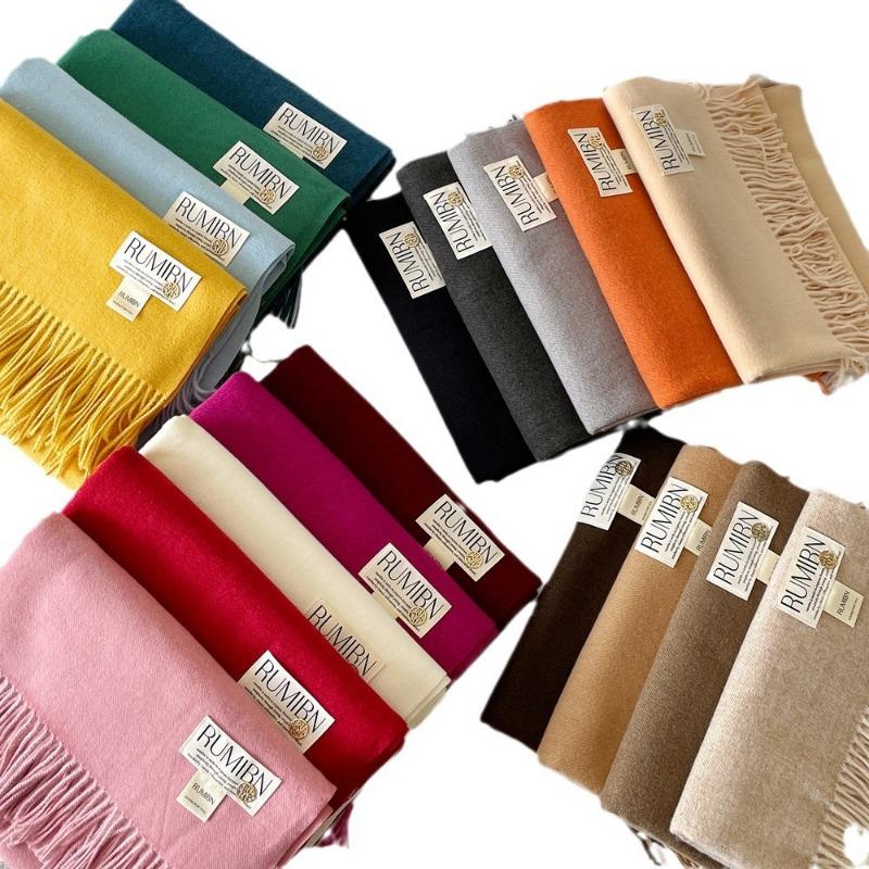 Solid color imitation cashmere scarf women's metal standard shawl women's high-grade relaxation camel-colored warm scarf