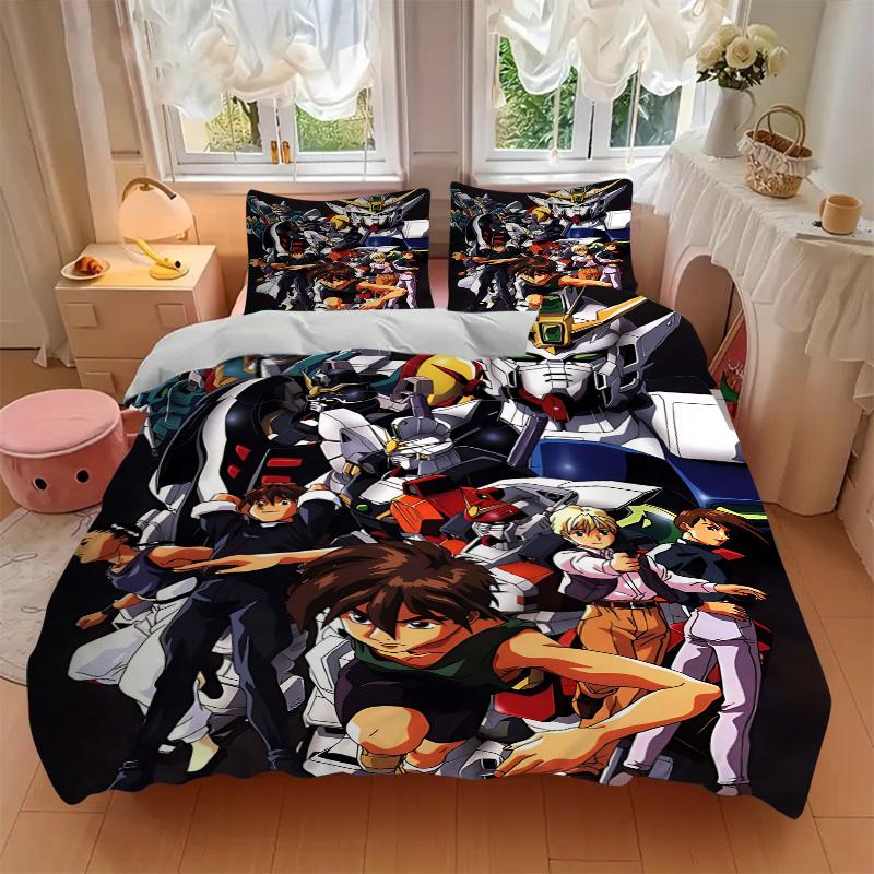 Mobile Suit Adventure Print 3Pcs Bedding Setduvet Cover With 2 Bedropillowcase Home Birthday Gift