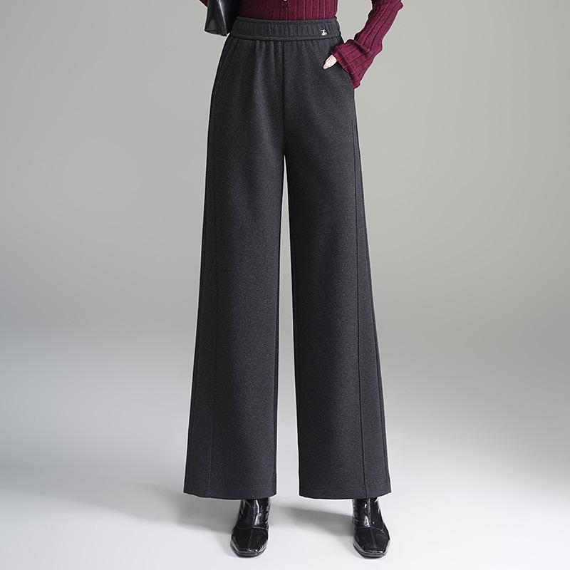 Winter 2025 Mom's Thickened Wide-Leg Pants for Middle-Aged & Elderly Women - Stylish, Warm, Casual Long Pants
