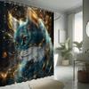 ~O~Cute Little Cat Shower Curtain Set - Blue Cat, Includes 12 Hooks, Waterproof Polyester, Bathtub Partition, Modern Bathroom De