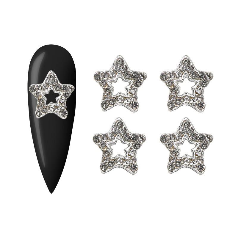 Decoraciones para Uñas Estrella con Pedrería Dorada y Plateada