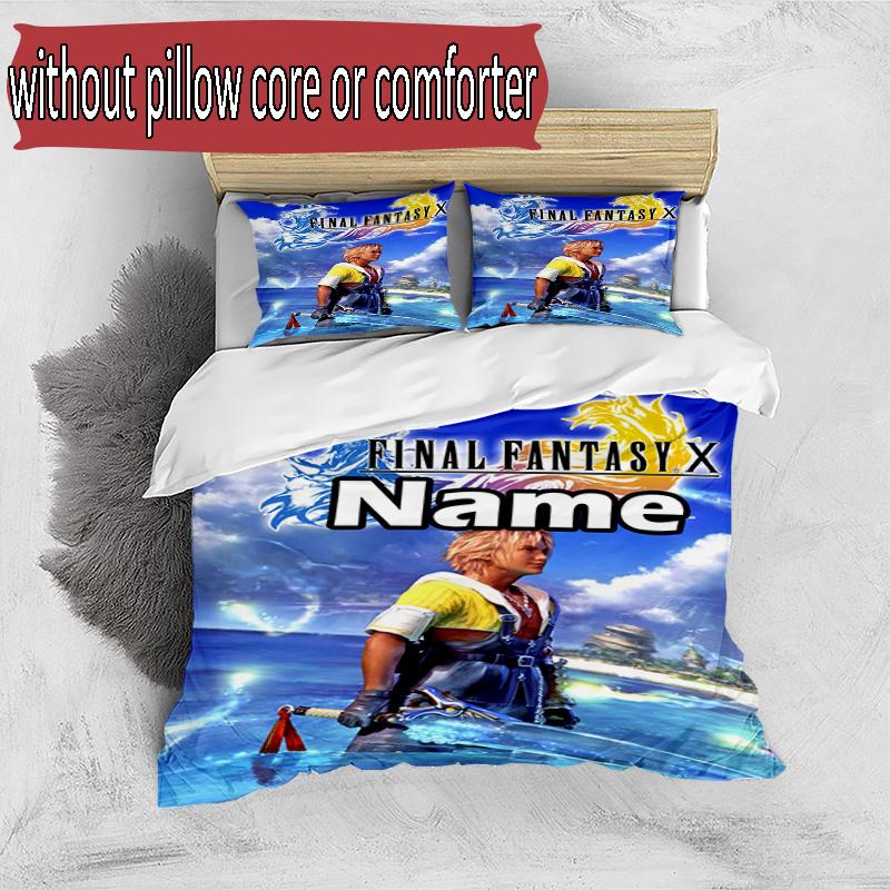 3pcs Duvet Cover Set (1*Duvet Cover + 2*Pillowcase, Without Core), Custom Name Final Fantasy Pattern Bedding Set, Home Bedroom Decor Gift