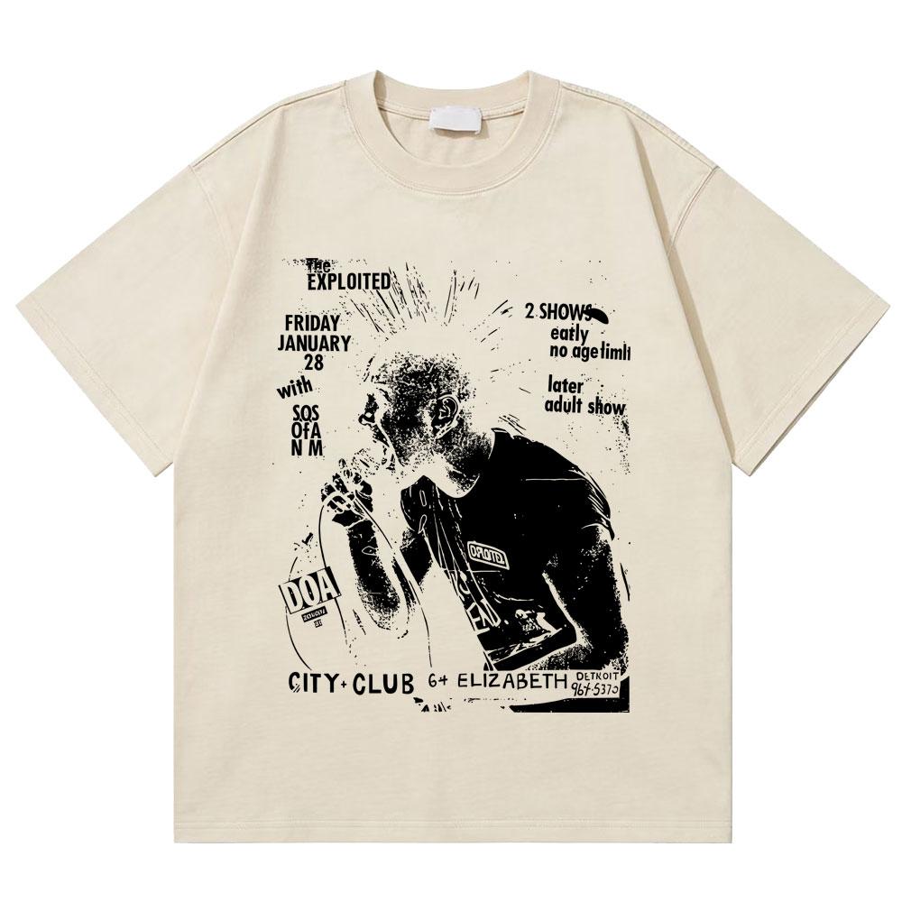 Washed Vintage Rock Band The Exploited Graphic Tshirt Men Women Retro Gothic Punk T Shirts Mens Fashion Oversized Streetwear