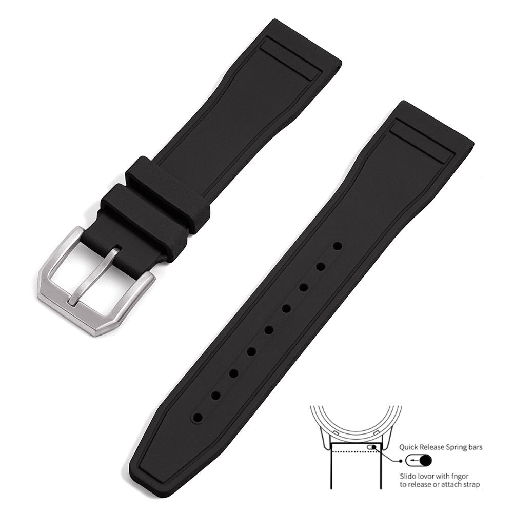 Cinturino per Orologio in Gomma Fluorurata FKM di Alta Qualità 20mm 21mm 22mm Rilascio Rapido Subacqueo Impermeabile per Orologi Sportivi Accessori