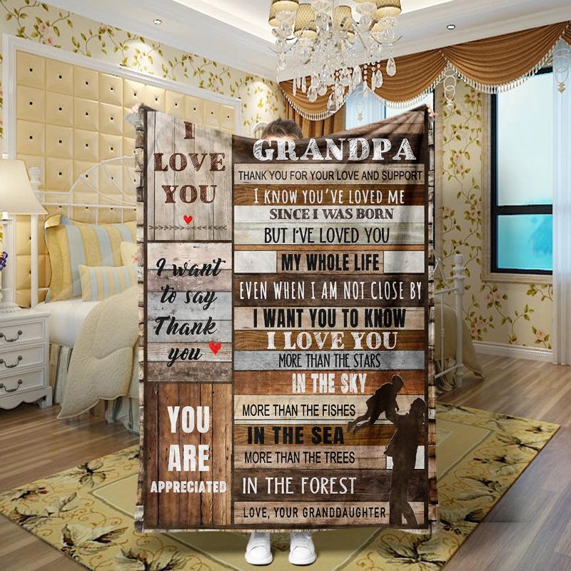 Love and Family Wishes digital-printed polyester Bedroom velvet flannel soft sofa cover blanket Fleece soft sofa cover blankets