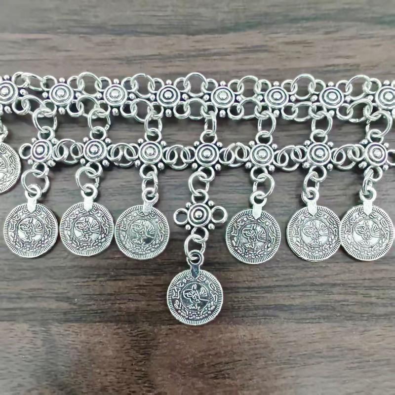 Boho Ethnic Head Chain With Alloy Coins Tassels Festival Costume Accessory