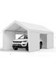 Carport, 12 X 20 FT Outdoor Car Canopy, Potable Carport with Removable Sidewalls & Door, Heavy Duty Car Shelter