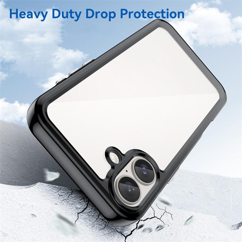 For iPhone 16 Case For Apple iPhone 16 Cover Cases Luxury Clear PC Shockproof Silicone Protective Phone Back Cover For iPhone 16