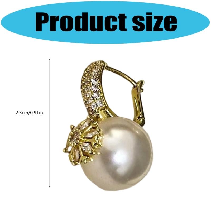 retro Zircon Flower Pearl Earrings for Women Fine Jewelry Minimalist Accessories