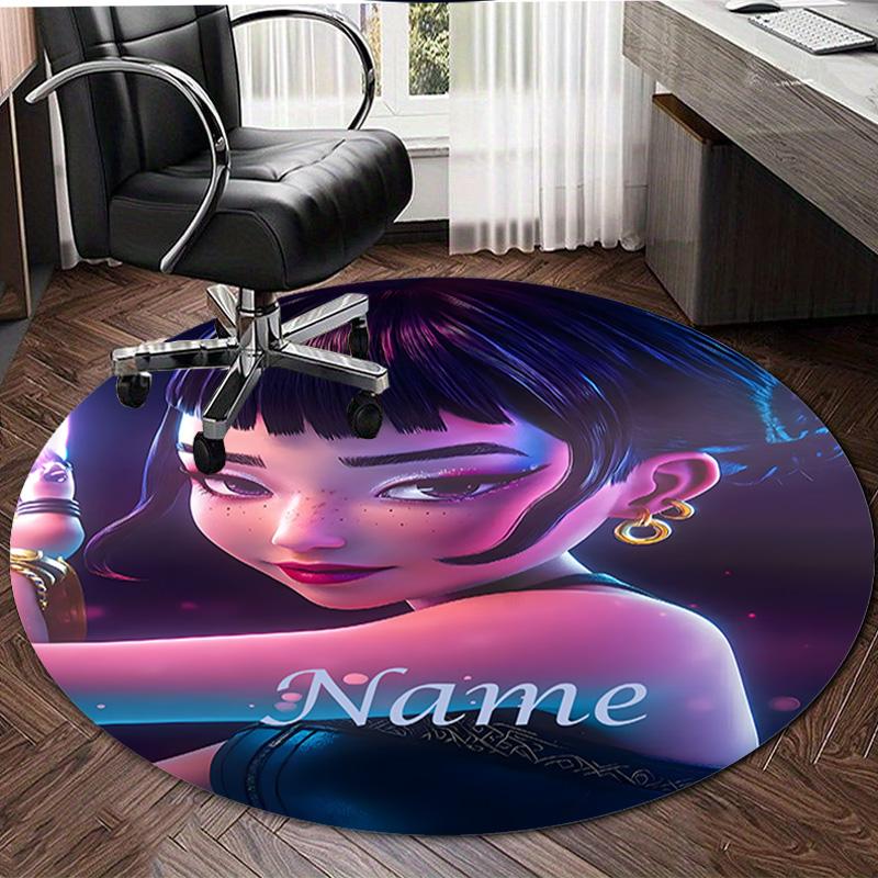 Personalized K-KPop Demon Hunters Round Chair Office Rug - Perfect for Mat, Office Chair & More - Ideal Gift for Birthdays and Holidays